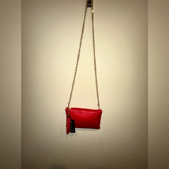 NWT Silvano Borgatti Red Tassel Crossbody ITALIAN leather BOUTIQUE - Picture 2 of 3